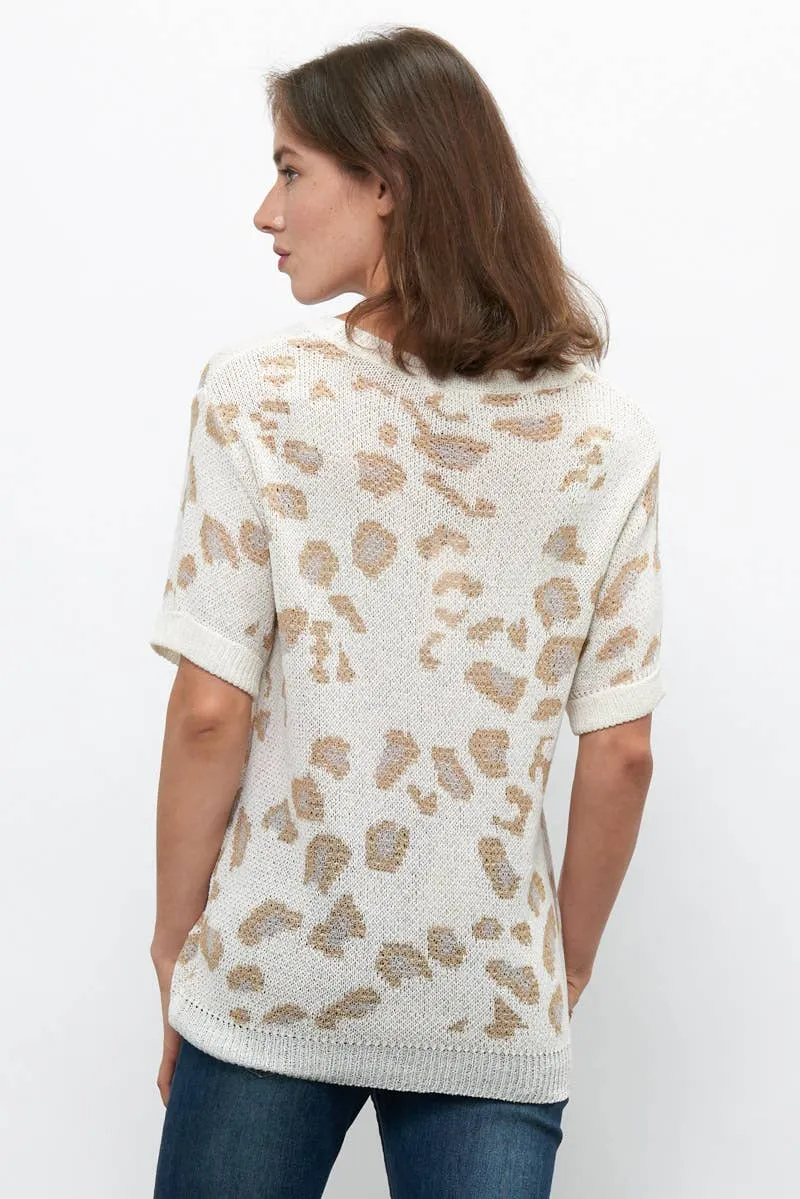 Leopard  Short Sleeve Sweater Top