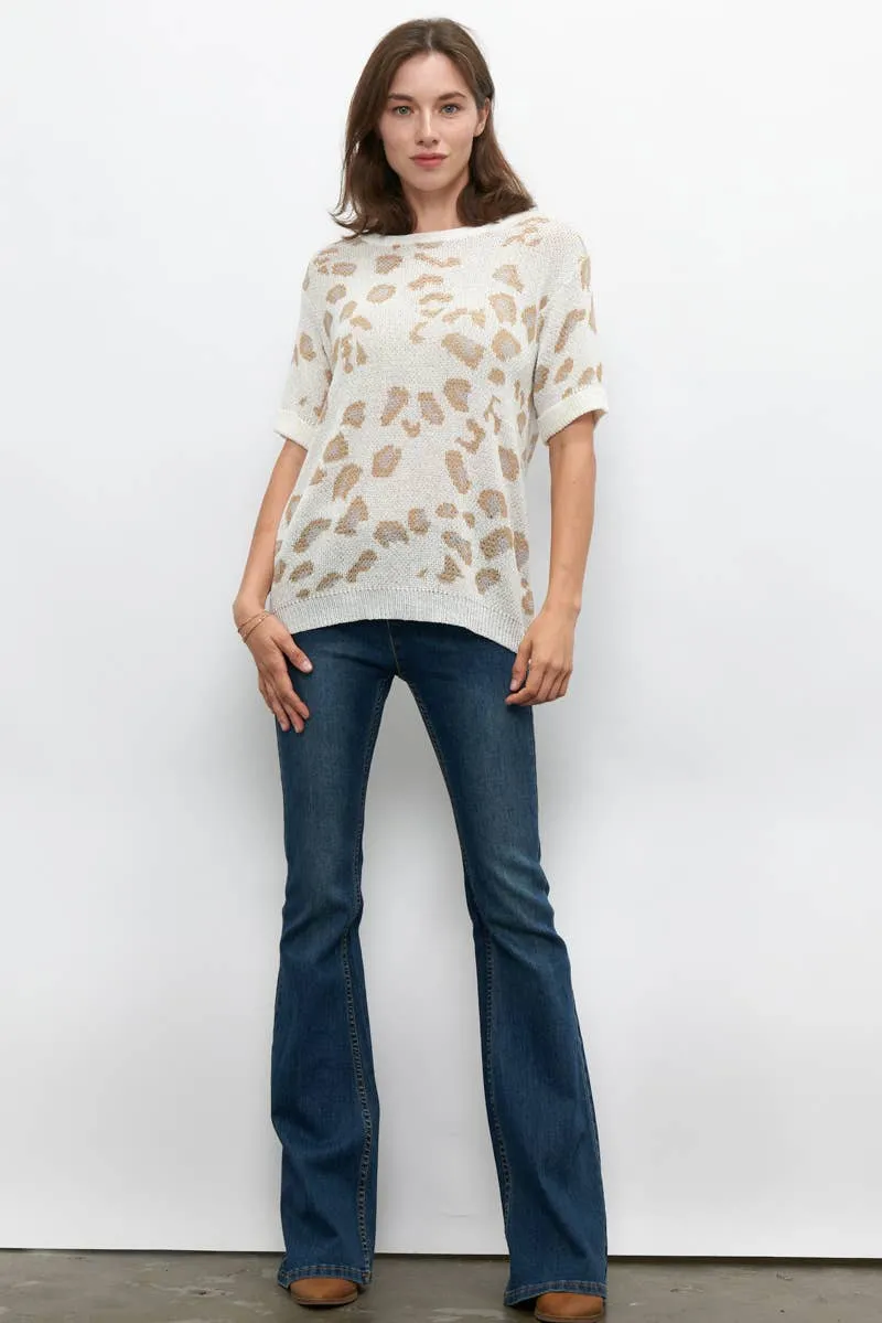 Leopard  Short Sleeve Sweater Top