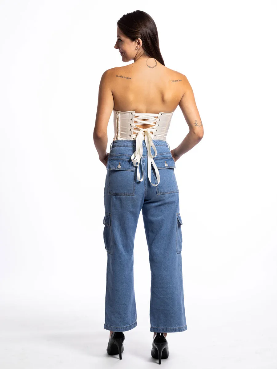 Lillith Satin & Chiffon Corset Top