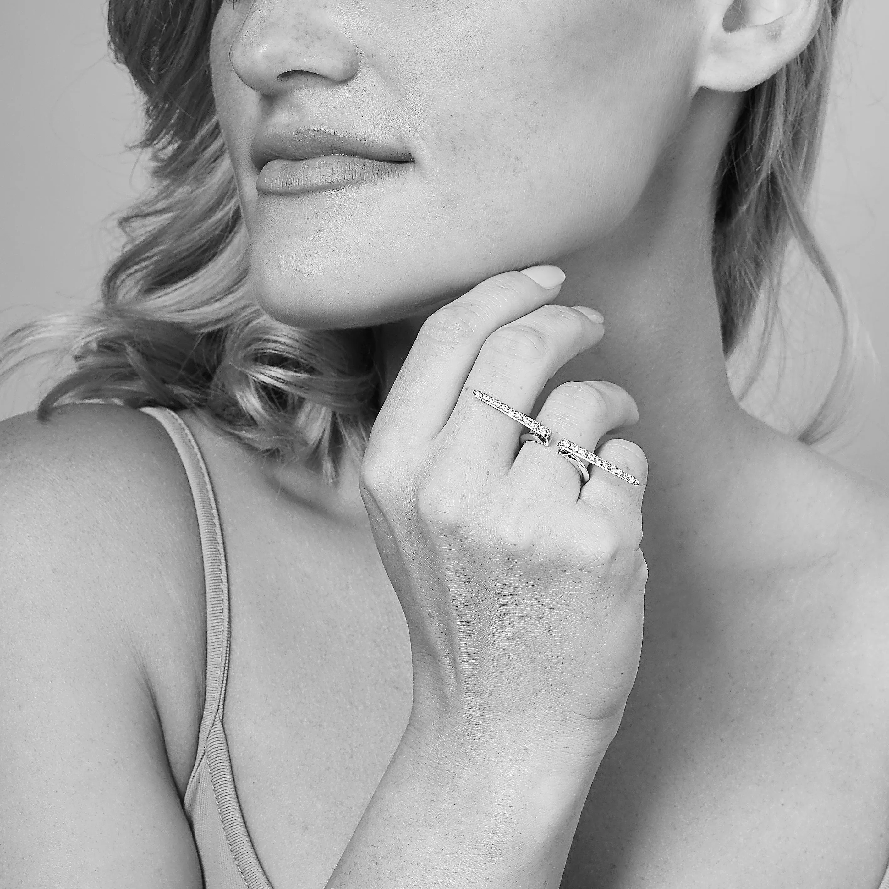 Linea Pavé Ring - Sterling Silver   CZ Noir