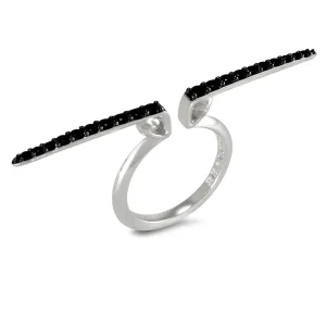 Linea Pavé Ring - Sterling Silver   CZ Noir