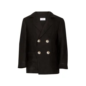 Linen Double Breasted Jacket Afternoon, Black