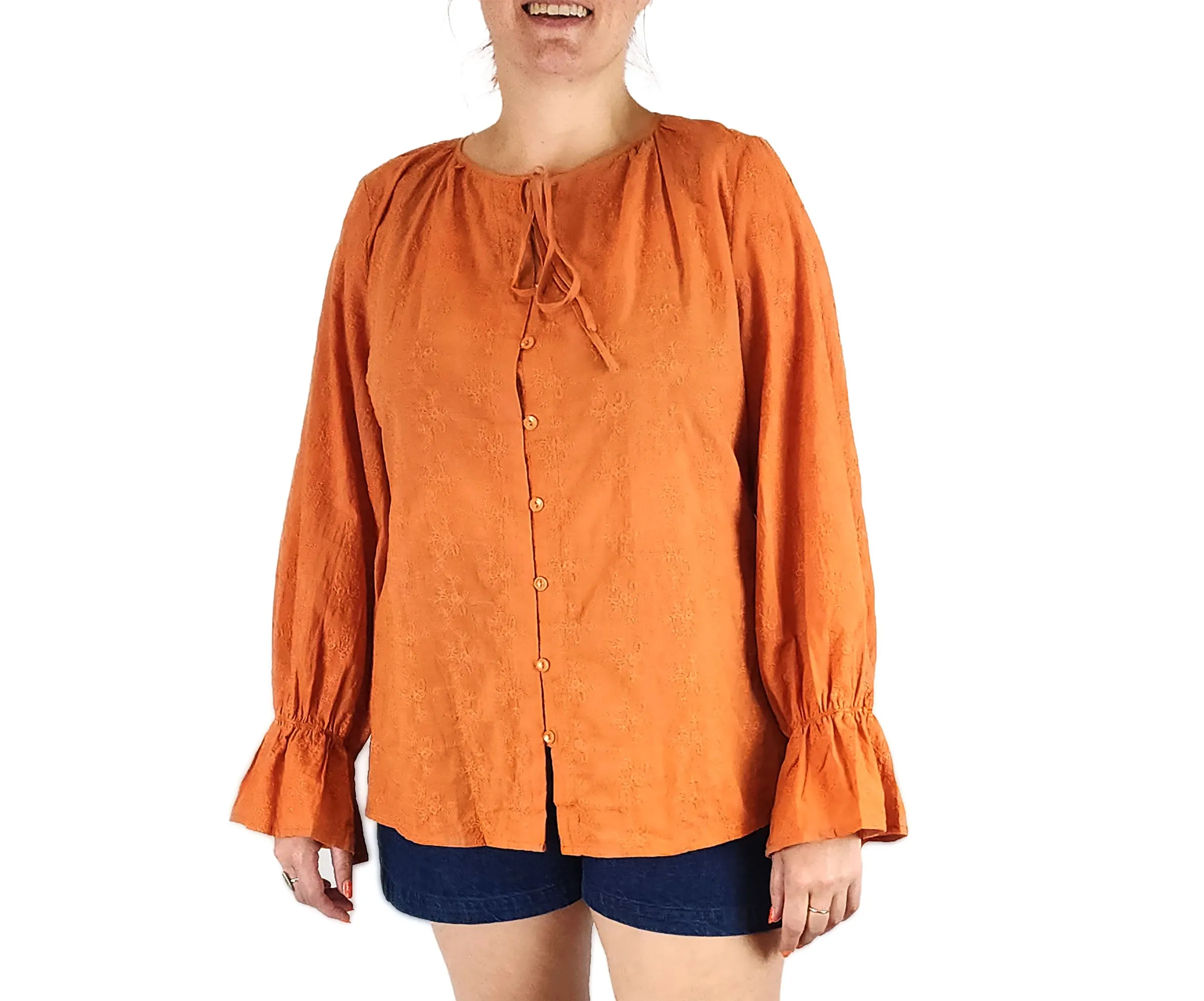 Little Lies orange embroidered shirt size 14