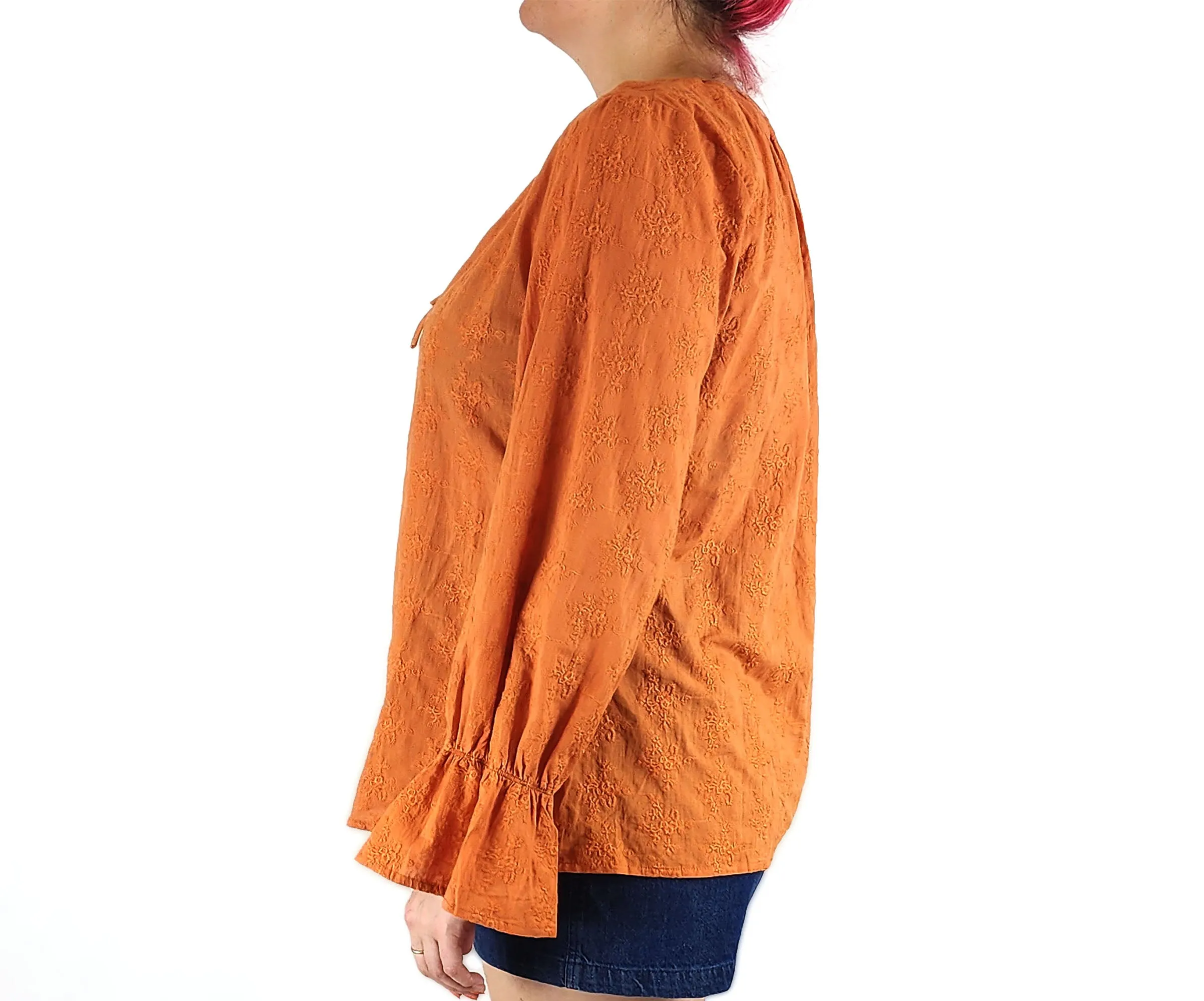 Little Lies orange embroidered shirt size 14