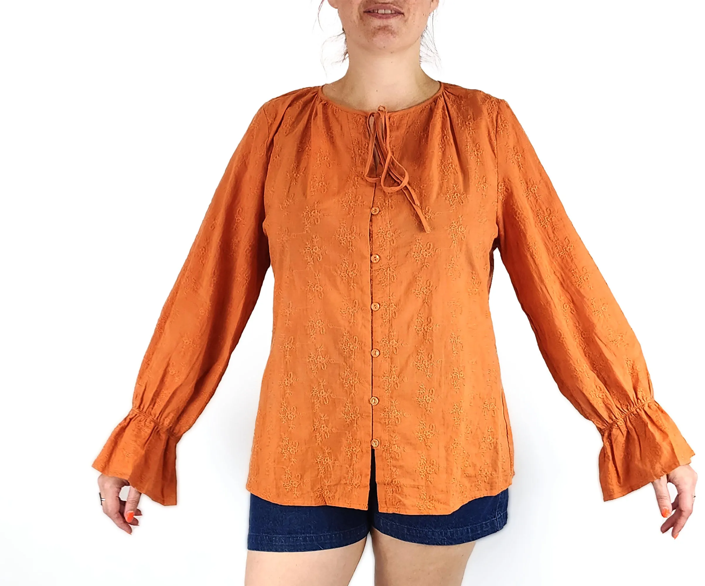 Little Lies orange embroidered shirt size 14