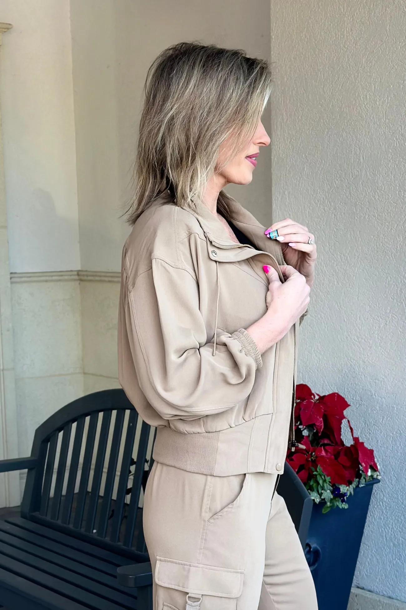 Liverpool Palo Santo Zip Up Dolman Jacket