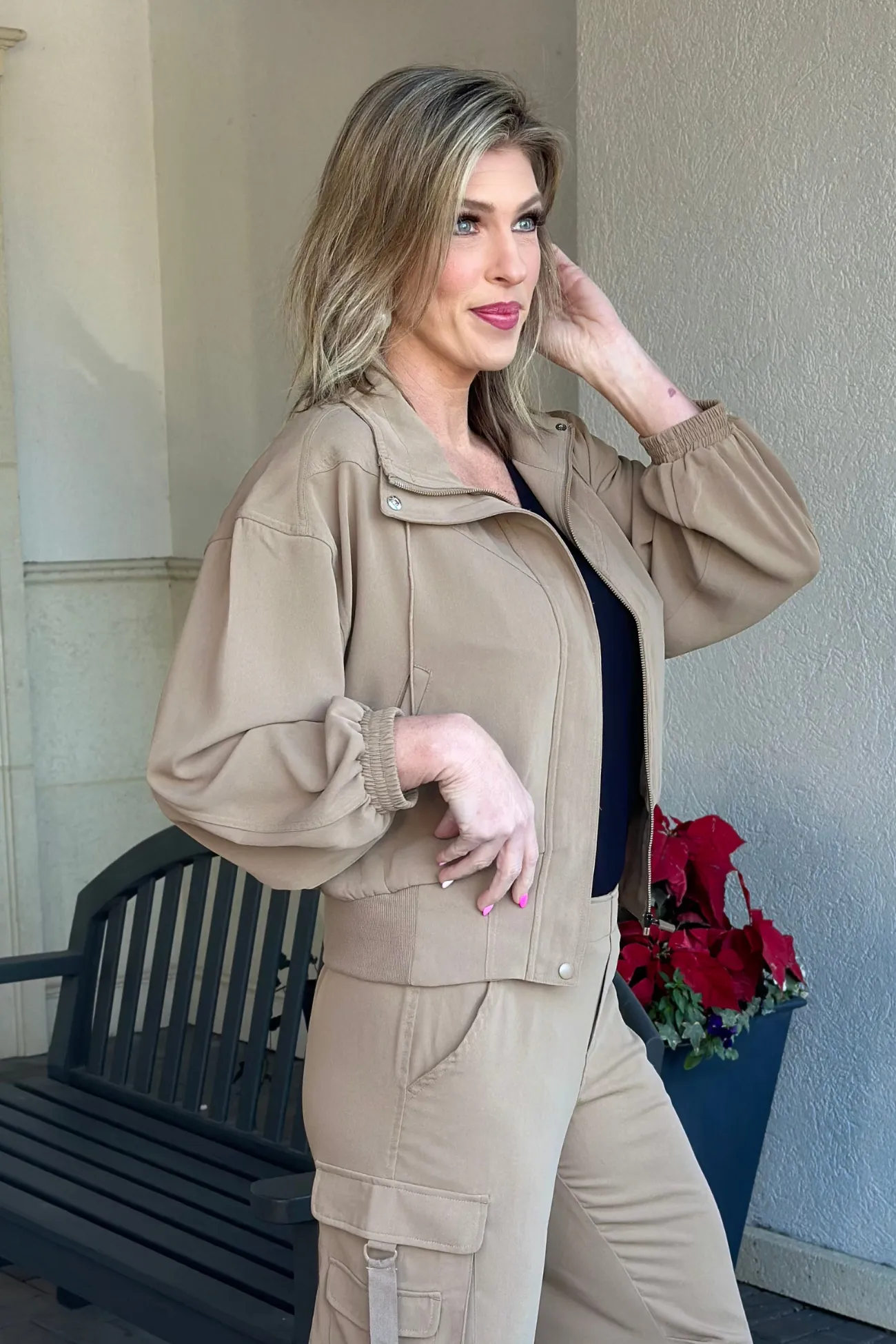 Liverpool Palo Santo Zip Up Dolman Jacket