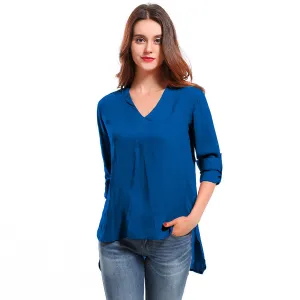 Long Sleeve blouse shirt Women Shirts Cotton Women Fashion Streetwear Blouses V-neck Solid Loose Women Tops