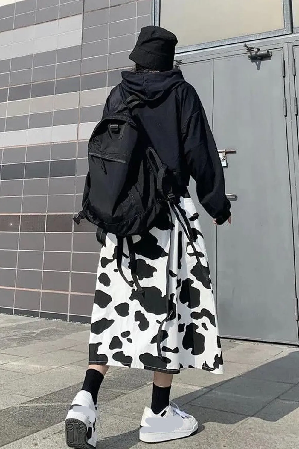 Loose Cow Printed Mid Calf Skirts