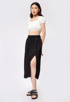 Loose Midi Skirt with Slit Details