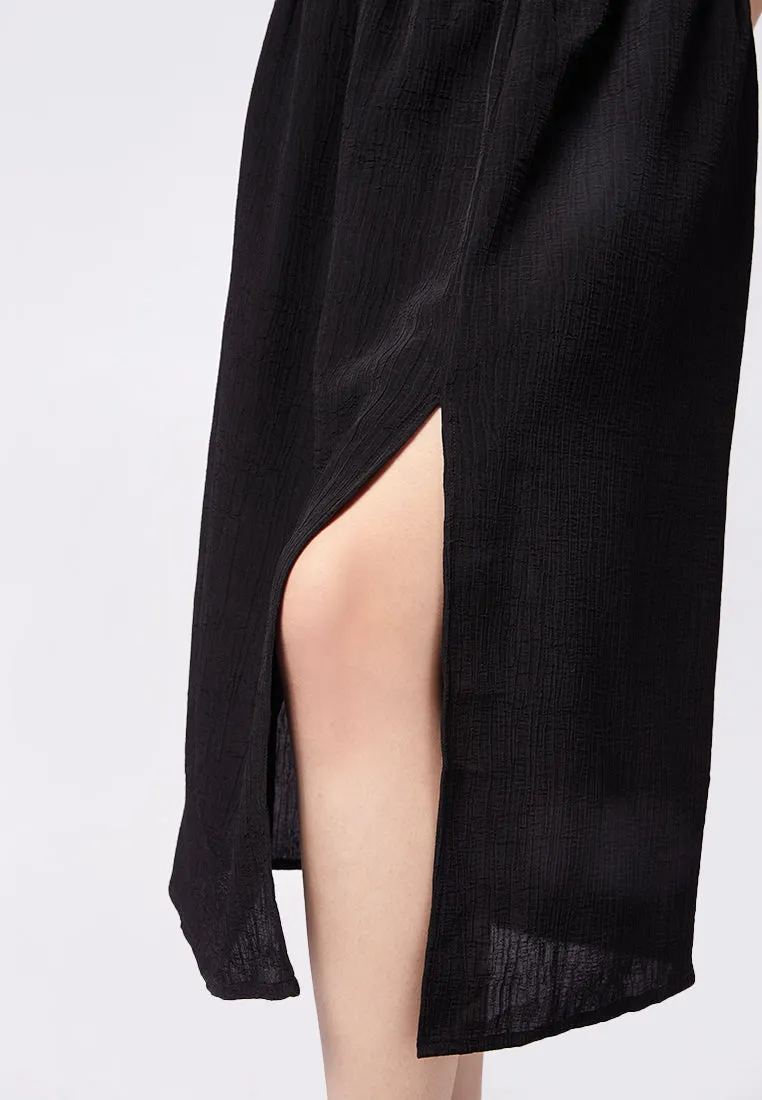 Loose Midi Skirt with Slit Details