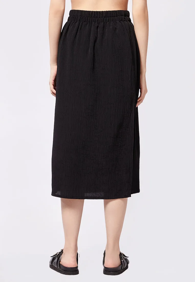 Loose Midi Skirt with Slit Details