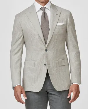 Loro Piana Australis Taupe S150 Merino Wool With Ivory Micro Design