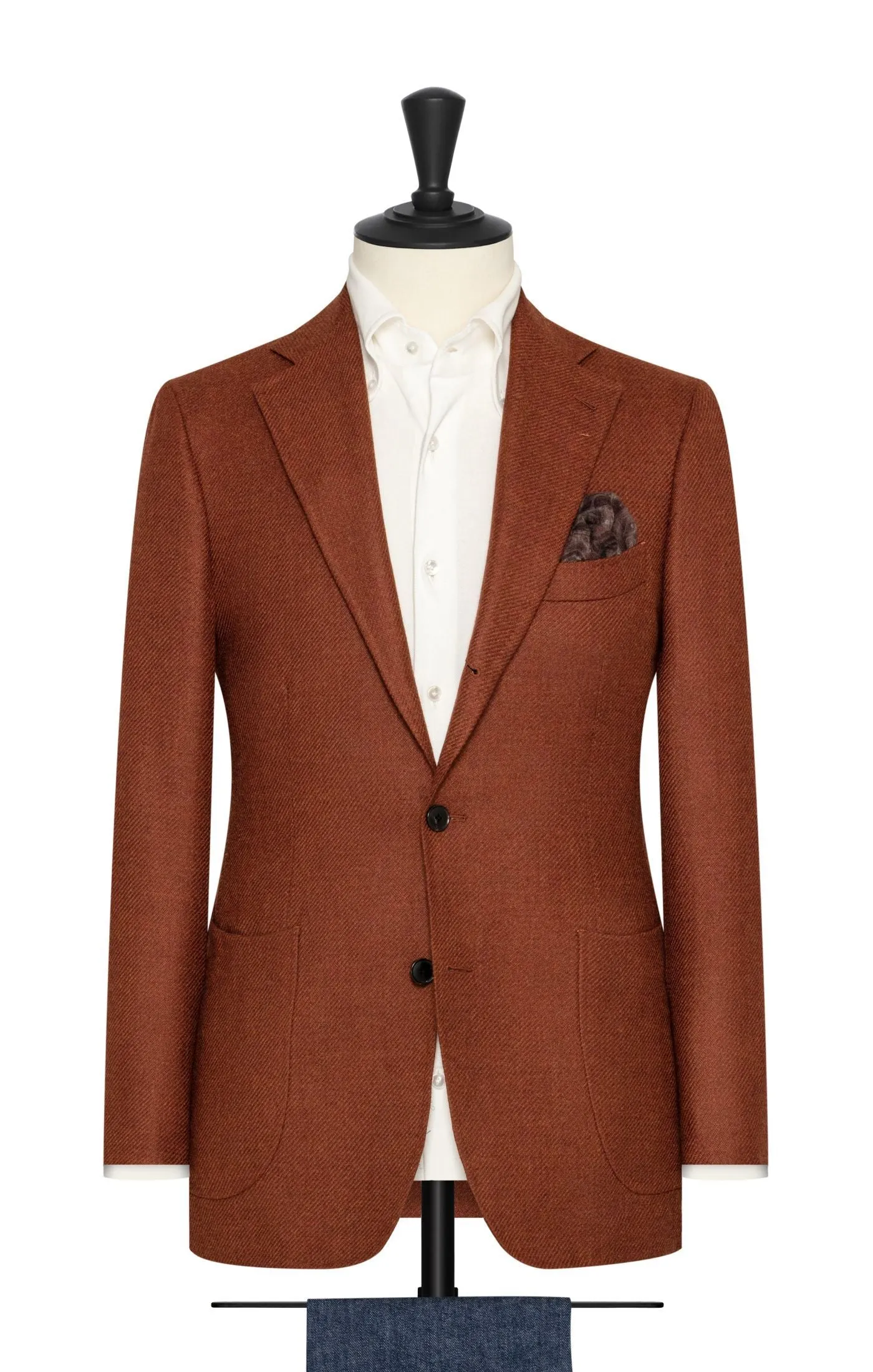 Loro Piana Burnt Orange Brushed Merino Wool & Silk Twill