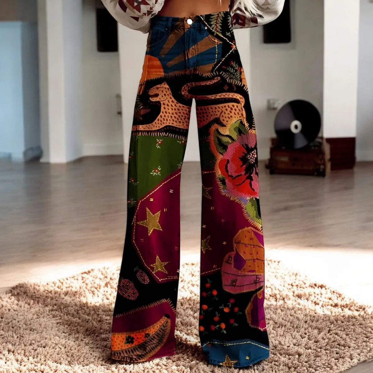 Luna | Wide Pants with Floral Print | Boho Chic | Soft Fabric