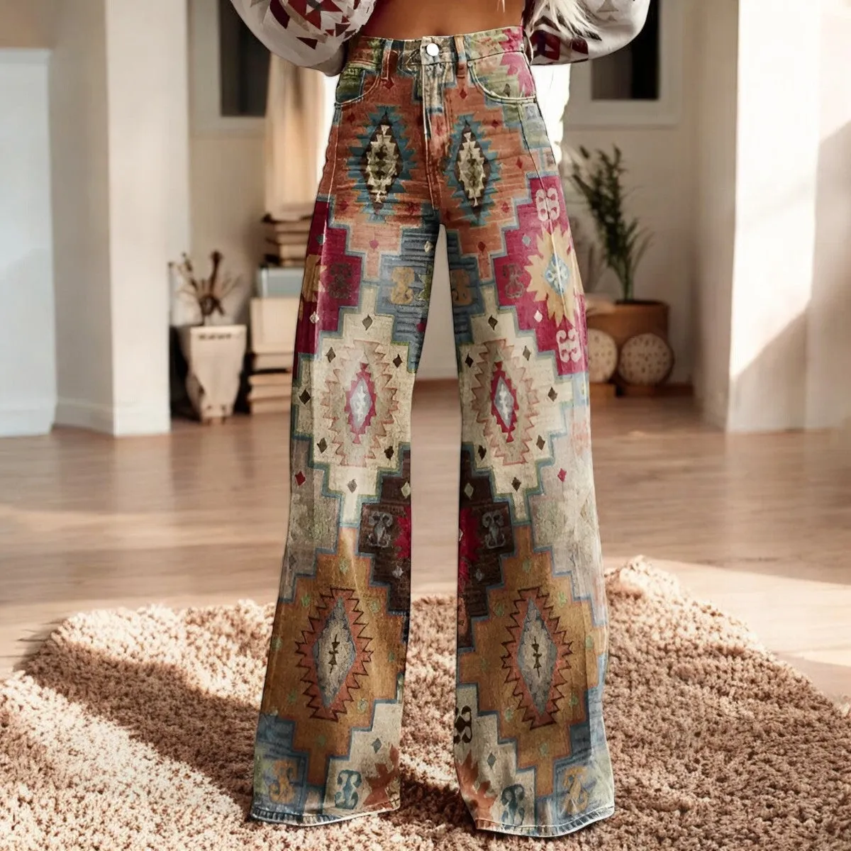 Luna | Wide Pants with Floral Print | Boho Chic | Soft Fabric