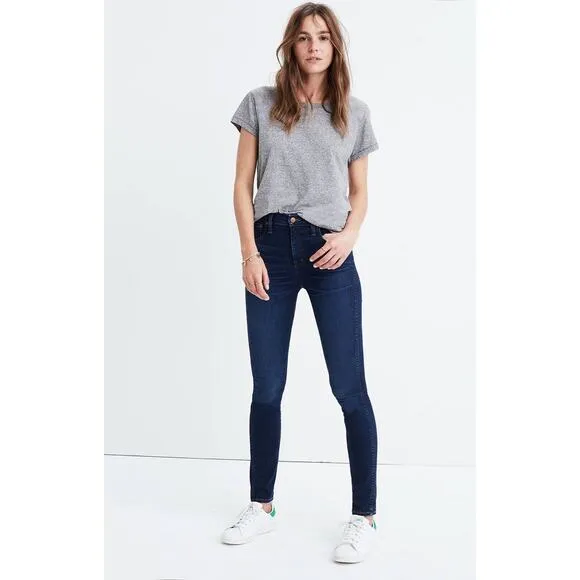 Madewell 9&quot; High Rise Skinny Jeans 26 Dark Wash Denim 5 Pocket