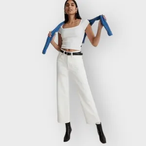 MADEWELL JEANS THE PERFECT VINTAGE WIDE-LEG CROP JEAN - WOMENS 32 WHITE