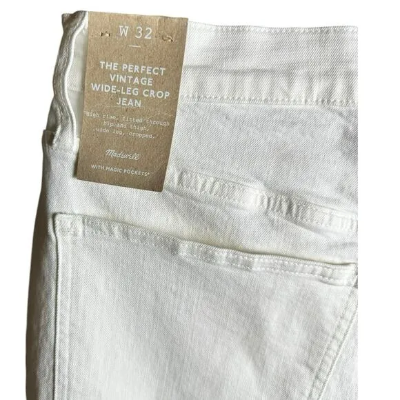 MADEWELL JEANS THE PERFECT VINTAGE WIDE-LEG CROP JEAN - WOMENS 32 WHITE