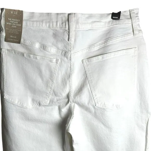 MADEWELL JEANS THE PERFECT VINTAGE WIDE-LEG CROP JEAN - WOMENS 32 WHITE