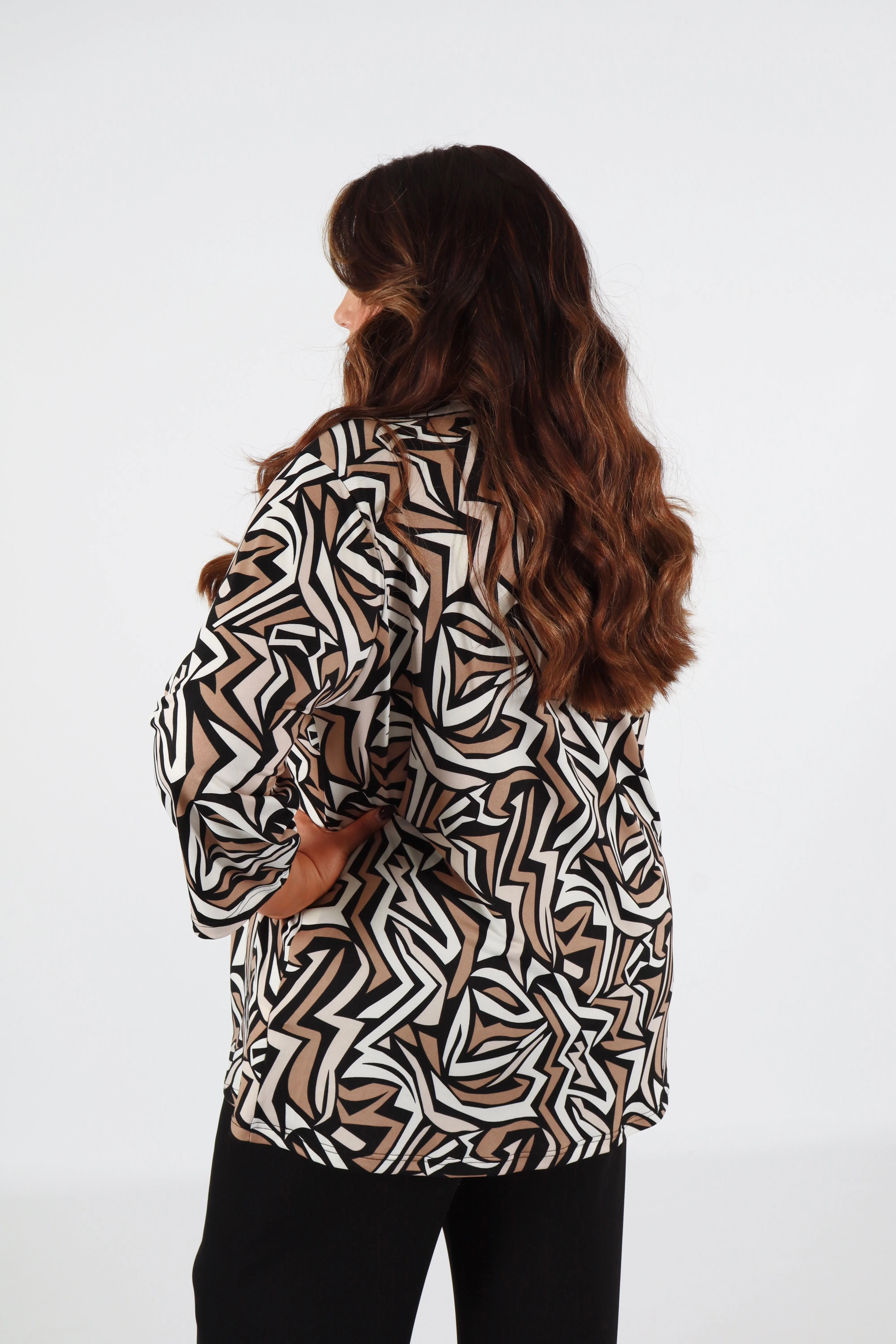 Magna Print Blouse in Tan