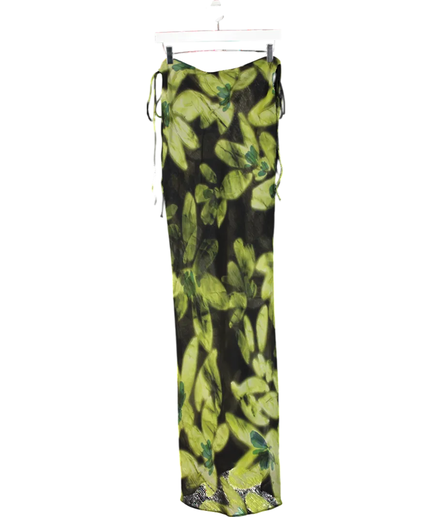 MANGO Green Floral Chiffon Skirt UK S