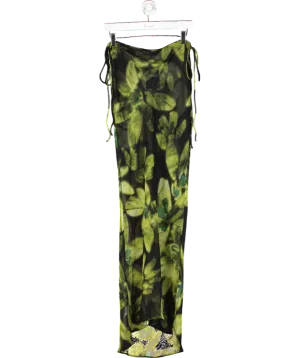 MANGO Green Floral Chiffon Skirt UK S