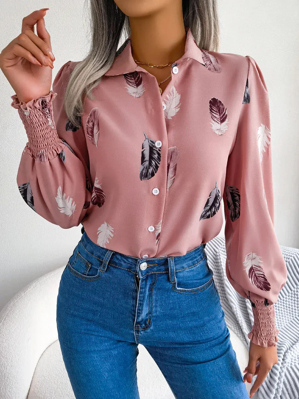 Margaret | Elegant Feather Blouse