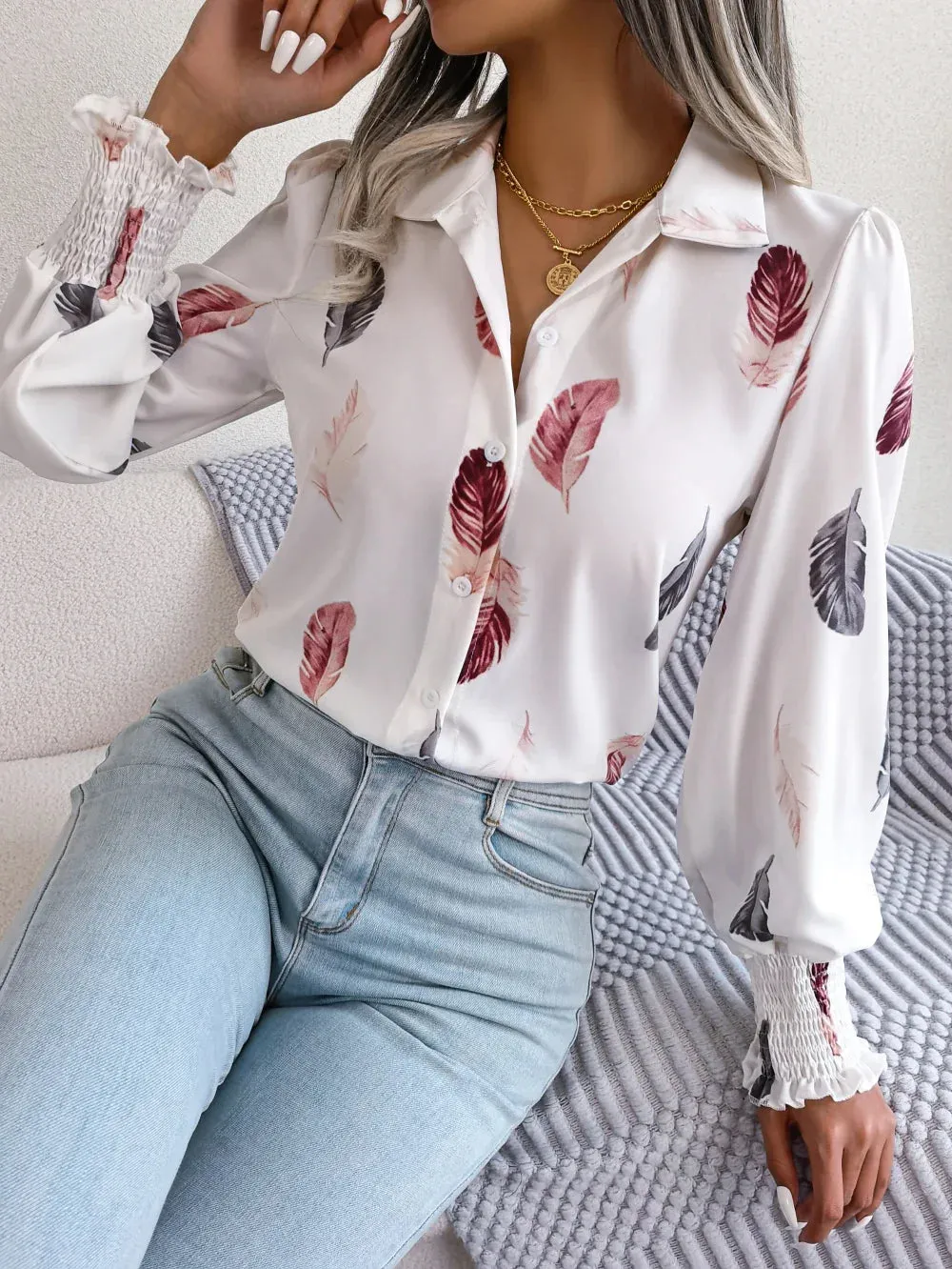 Margaret | Elegant Feather Blouse