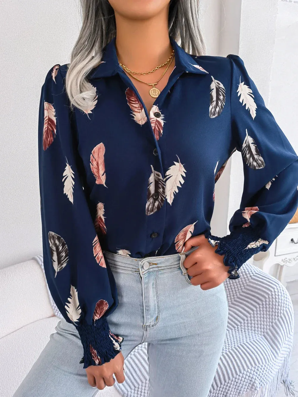 Margaret | Elegant Feather Blouse