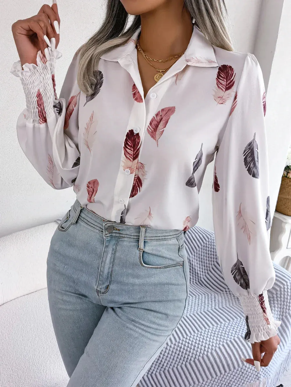 Margaret | Elegant Feather Blouse