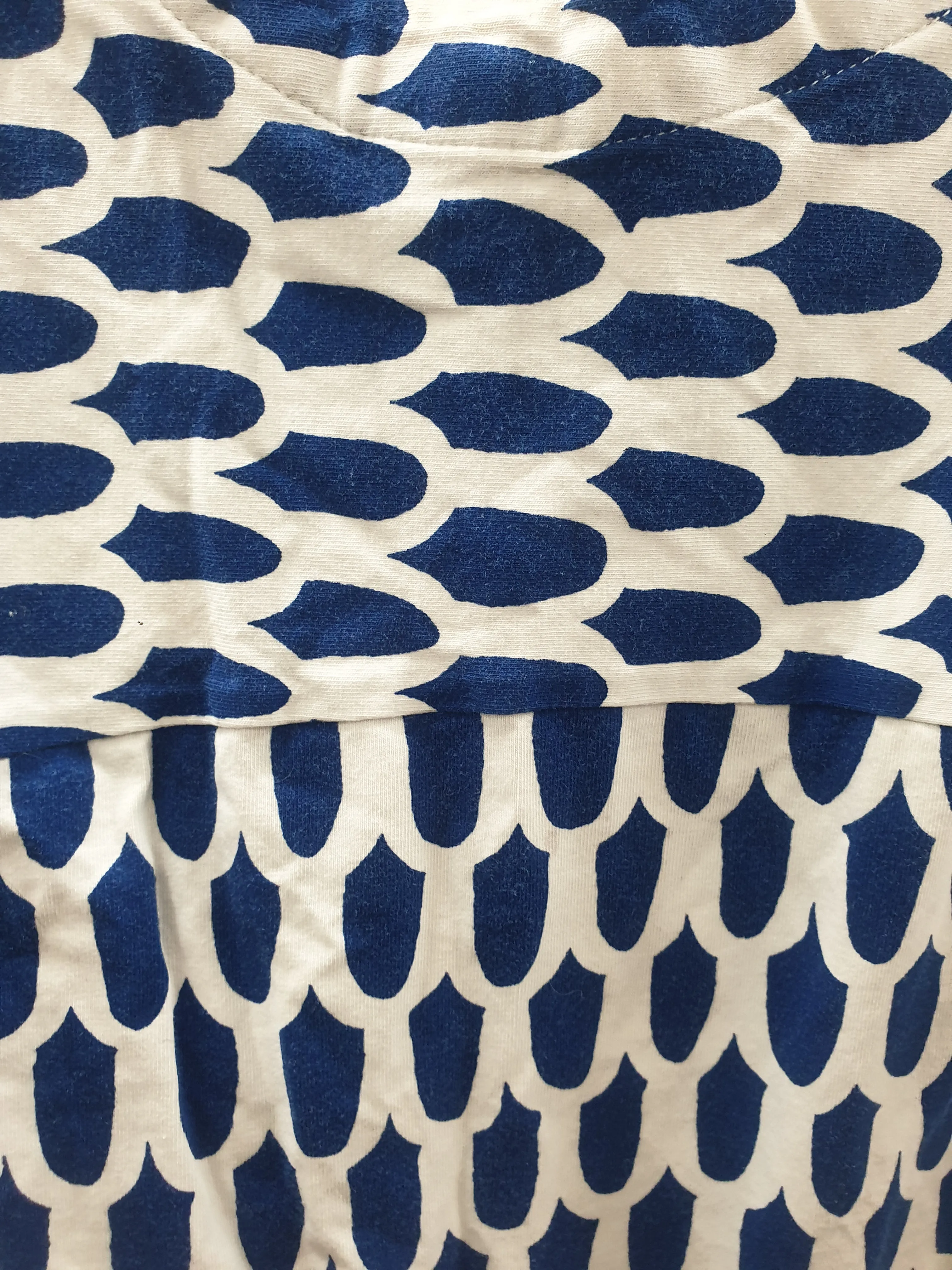 Marimekko blue and white print cap sleeve top size S