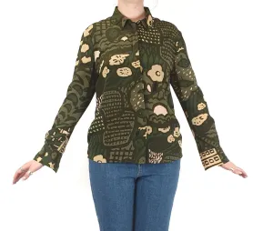 Marimekko green print 100% silk shirt size 40 (fits 12-14)