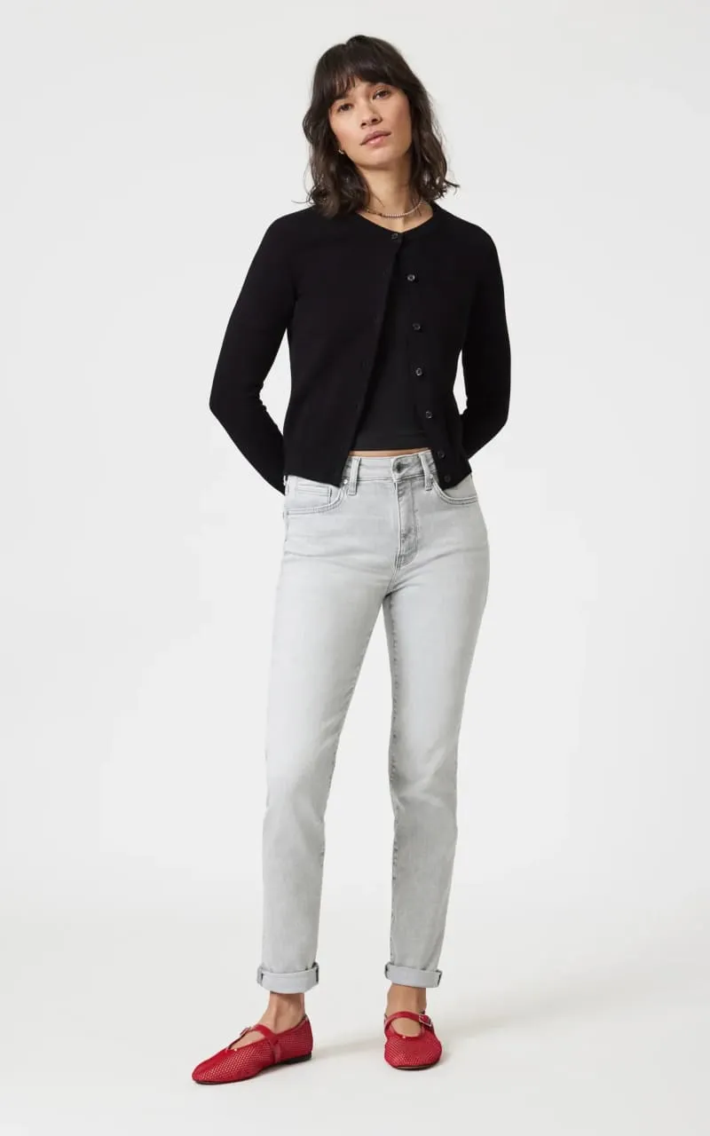 Mavi- Kathleen Mid Rise Slim Boyfriend in Ice Grey Feather Blue 28" Length