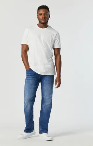 MAVI MARCUS SLIM STRAIGHT LEG JEANS - MID FOGGY FEATHER BLUE