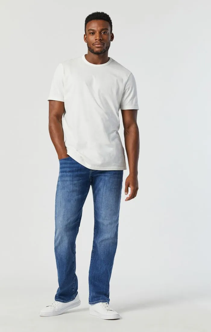 MAVI MARCUS SLIM STRAIGHT LEG JEANS - MID FOGGY FEATHER BLUE
