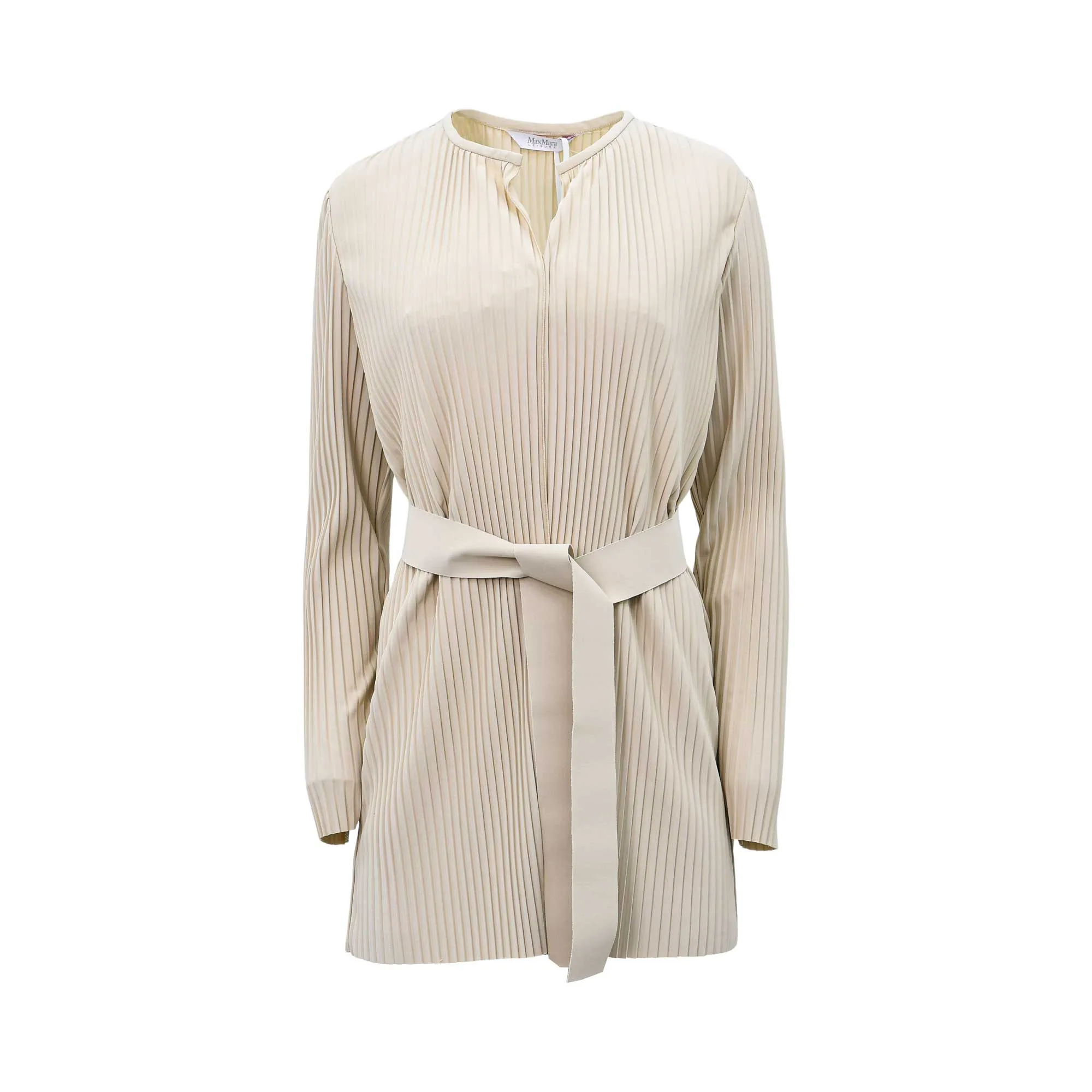 Max Mara Women's Pleated Belted Beige Top
