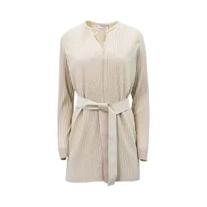 Max Mara Women's Pleated Belted Beige Top