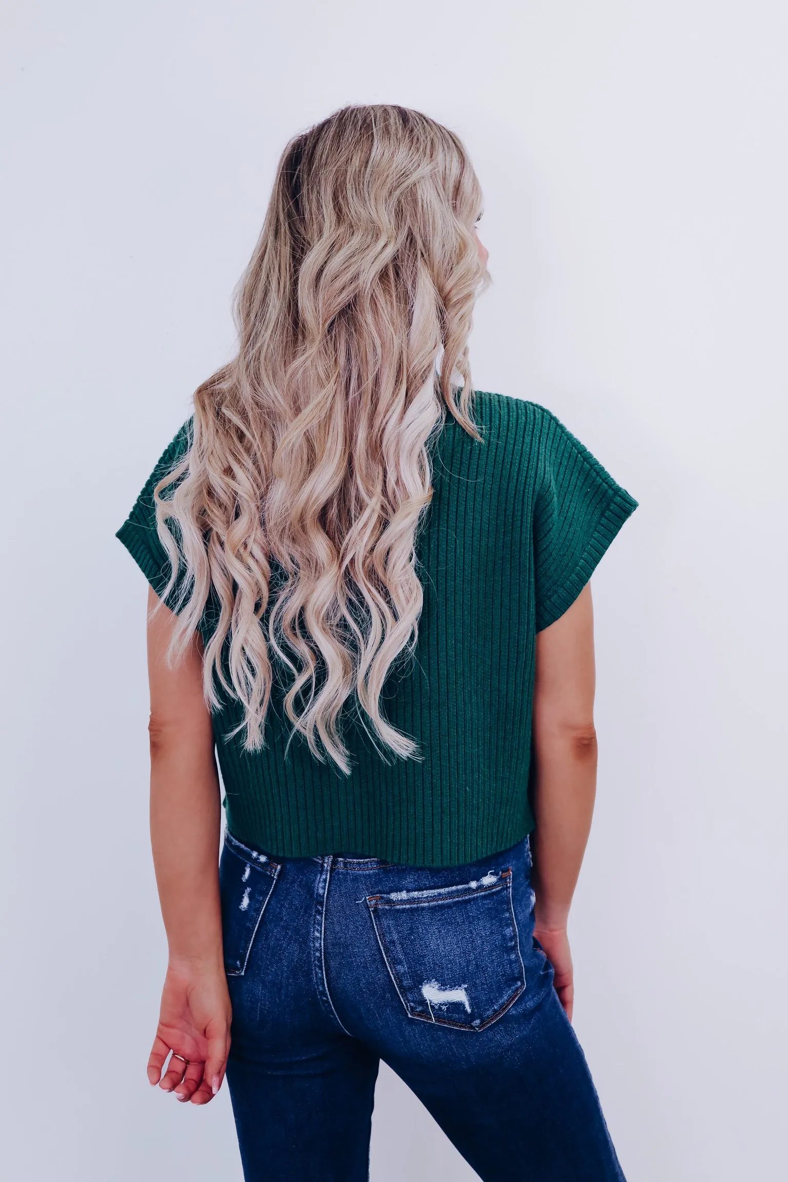 Maysen Mock Neck Cropped Sweater - Green