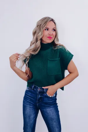 Maysen Mock Neck Cropped Sweater - Green