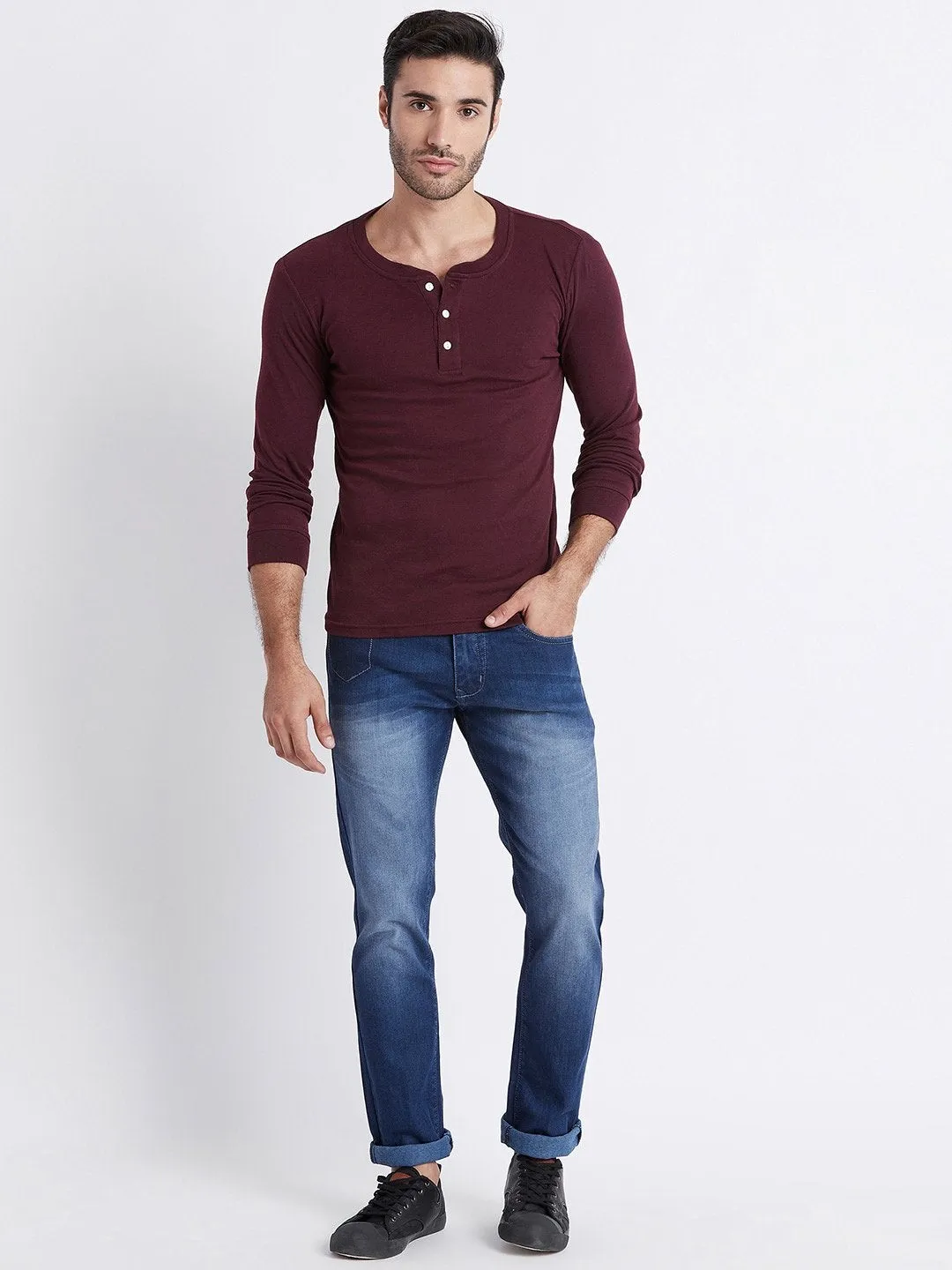Men Blue Slim Fit Mid-Rise Clean Look Stretchable Jeans