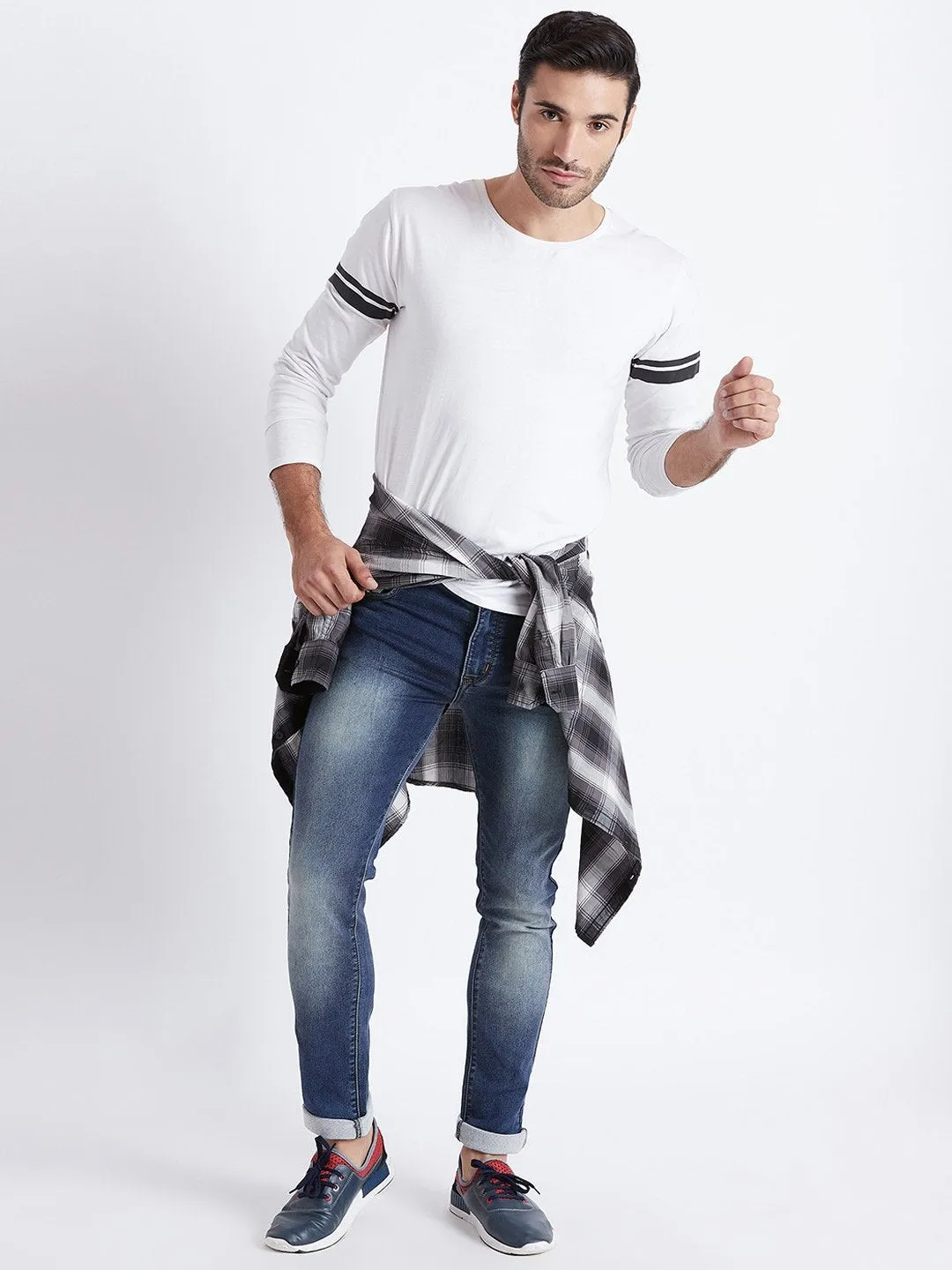 Men Blue Slim Fit Mid-Rise Clean Look Stretchable Jeans