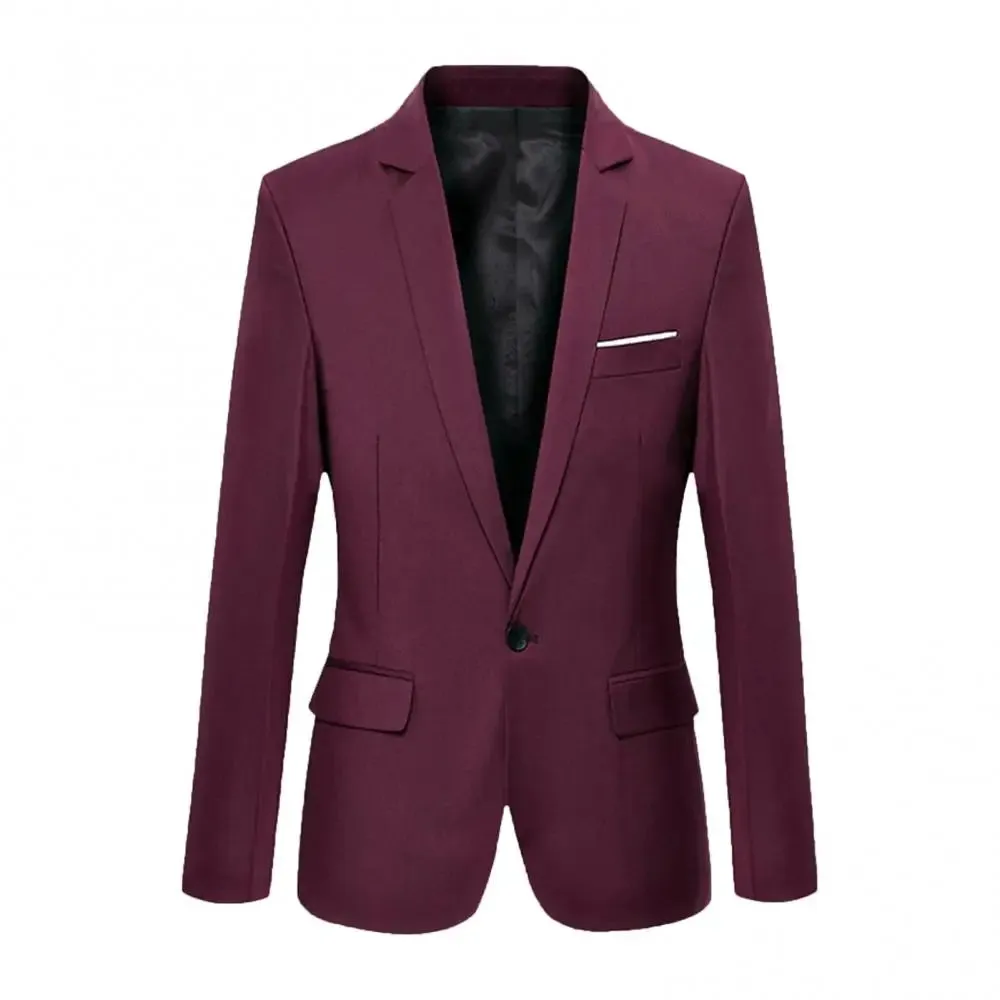 Men Formal Business Suit Coat One Button Black Blue Red Men Slim Fit Fashion Blazer Suit Jacket Casual Suit Blazer Men Clothing