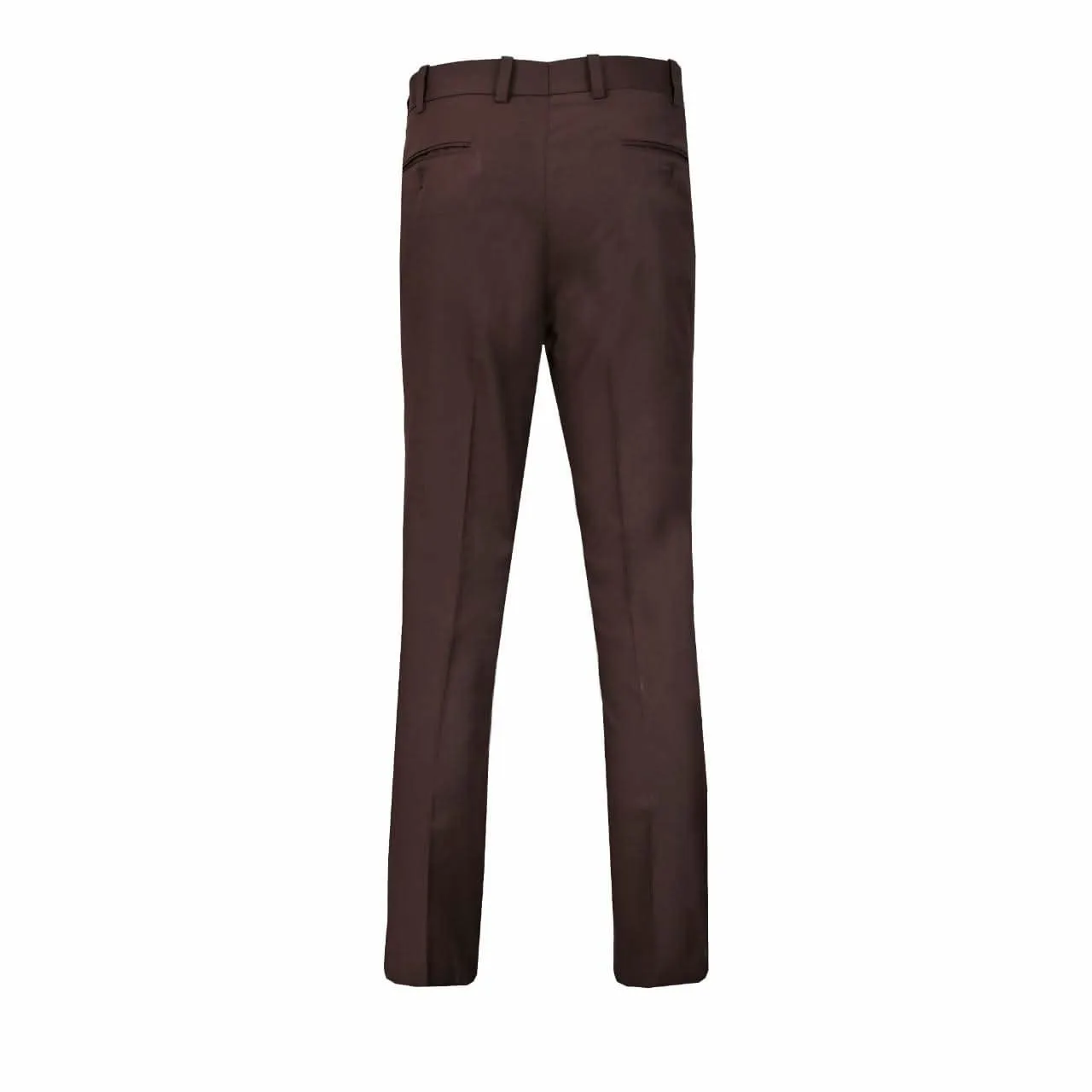 Men's Chocolate Brown Plain Formal Trouser with Button Closure