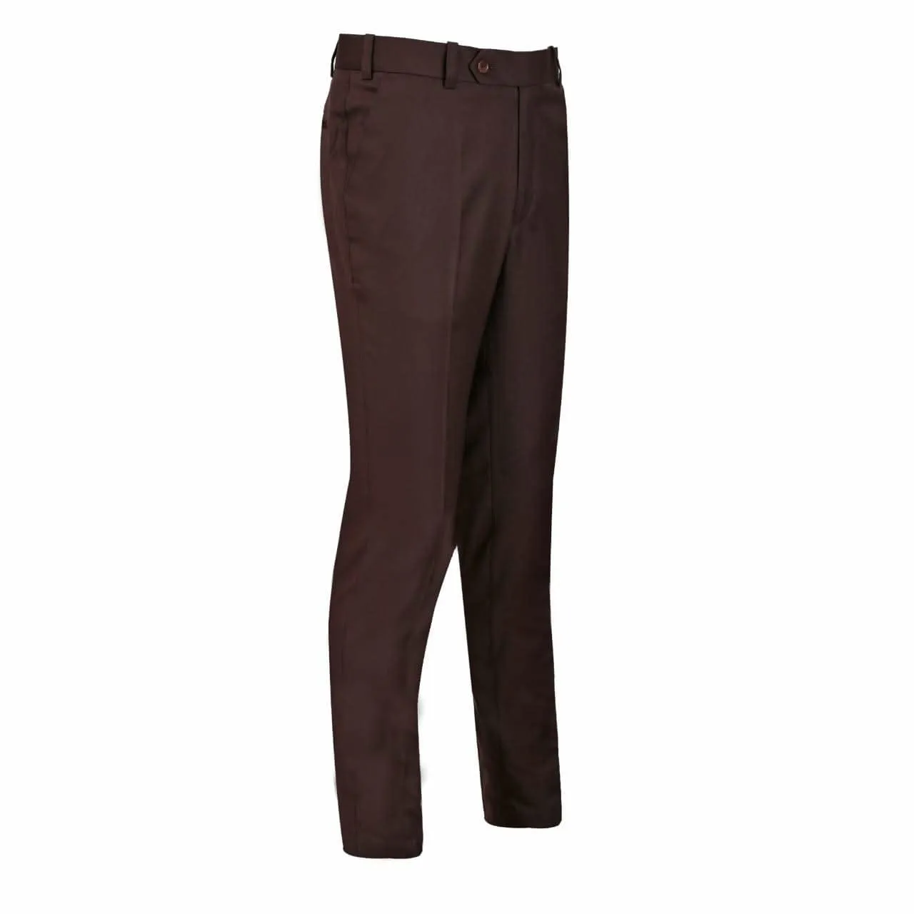Men's Chocolate Brown Plain Formal Trouser with Button Closure