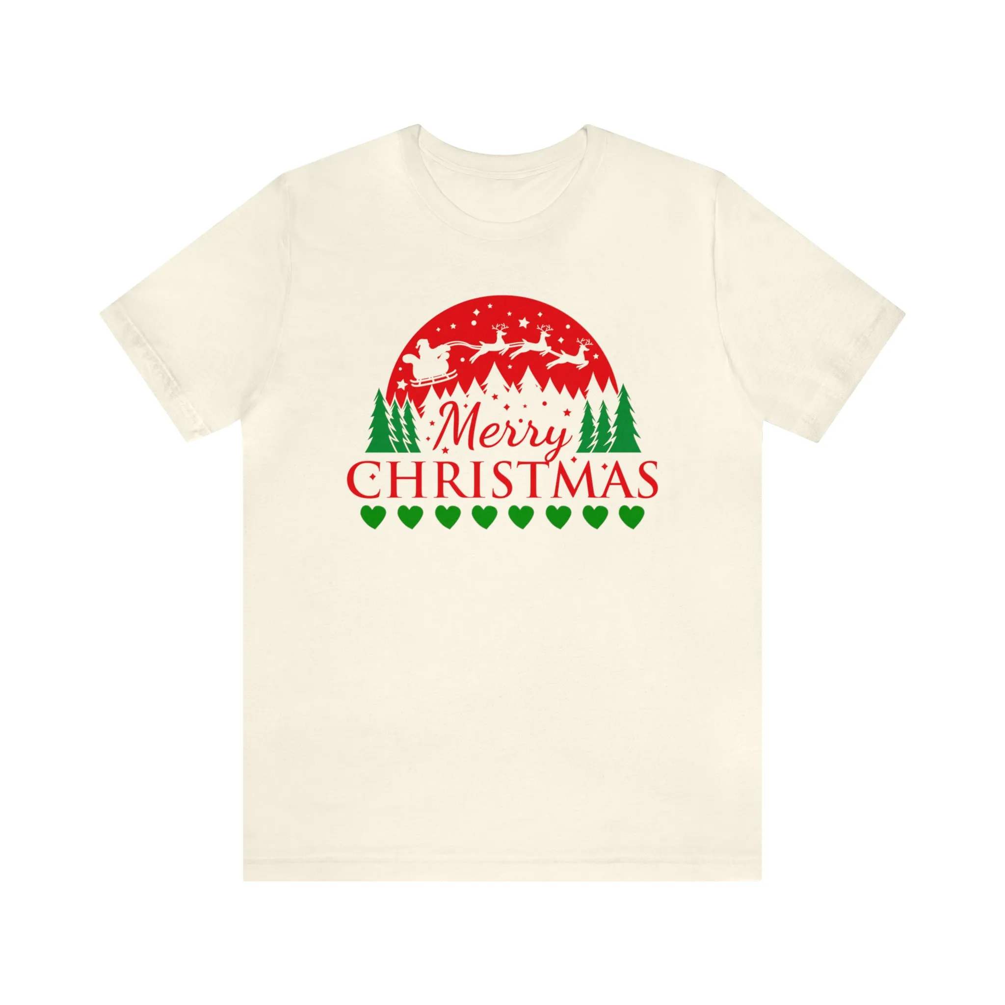 Merry Christmas Santa Sleigh T-Shirt | Festive XMas Tee |  Bella Canvas 3001 Unisex | Happy Holidays Short Sleeve T-Shirt