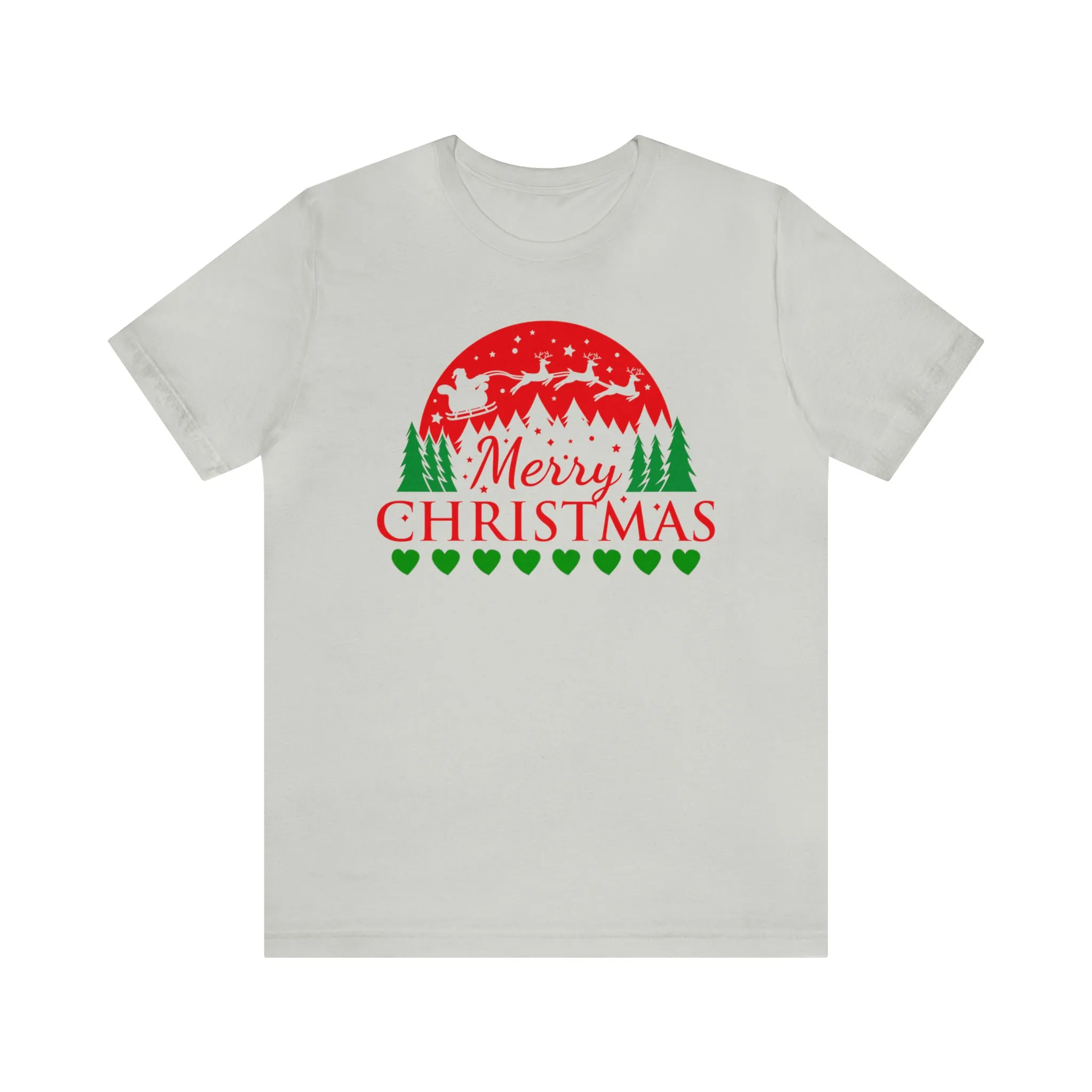 Merry Christmas Santa Sleigh T-Shirt | Festive XMas Tee |  Bella Canvas 3001 Unisex | Happy Holidays Short Sleeve T-Shirt