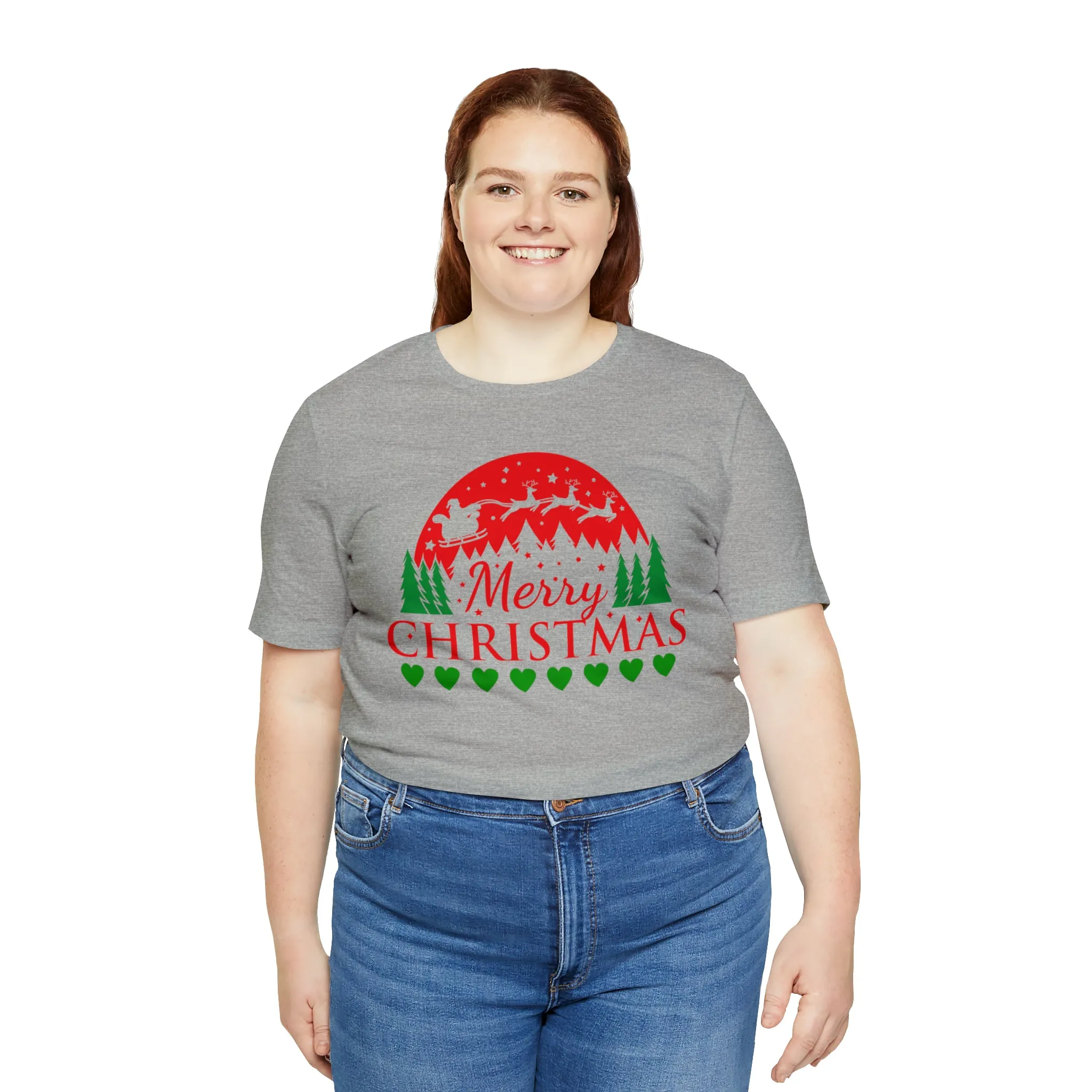Merry Christmas Santa Sleigh T-Shirt | Festive XMas Tee |  Bella Canvas 3001 Unisex | Happy Holidays Short Sleeve T-Shirt