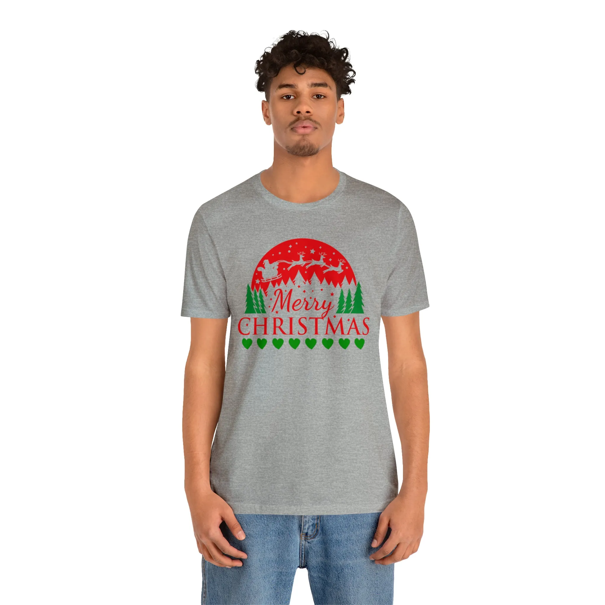 Merry Christmas Santa Sleigh T-Shirt | Festive XMas Tee |  Bella Canvas 3001 Unisex | Happy Holidays Short Sleeve T-Shirt