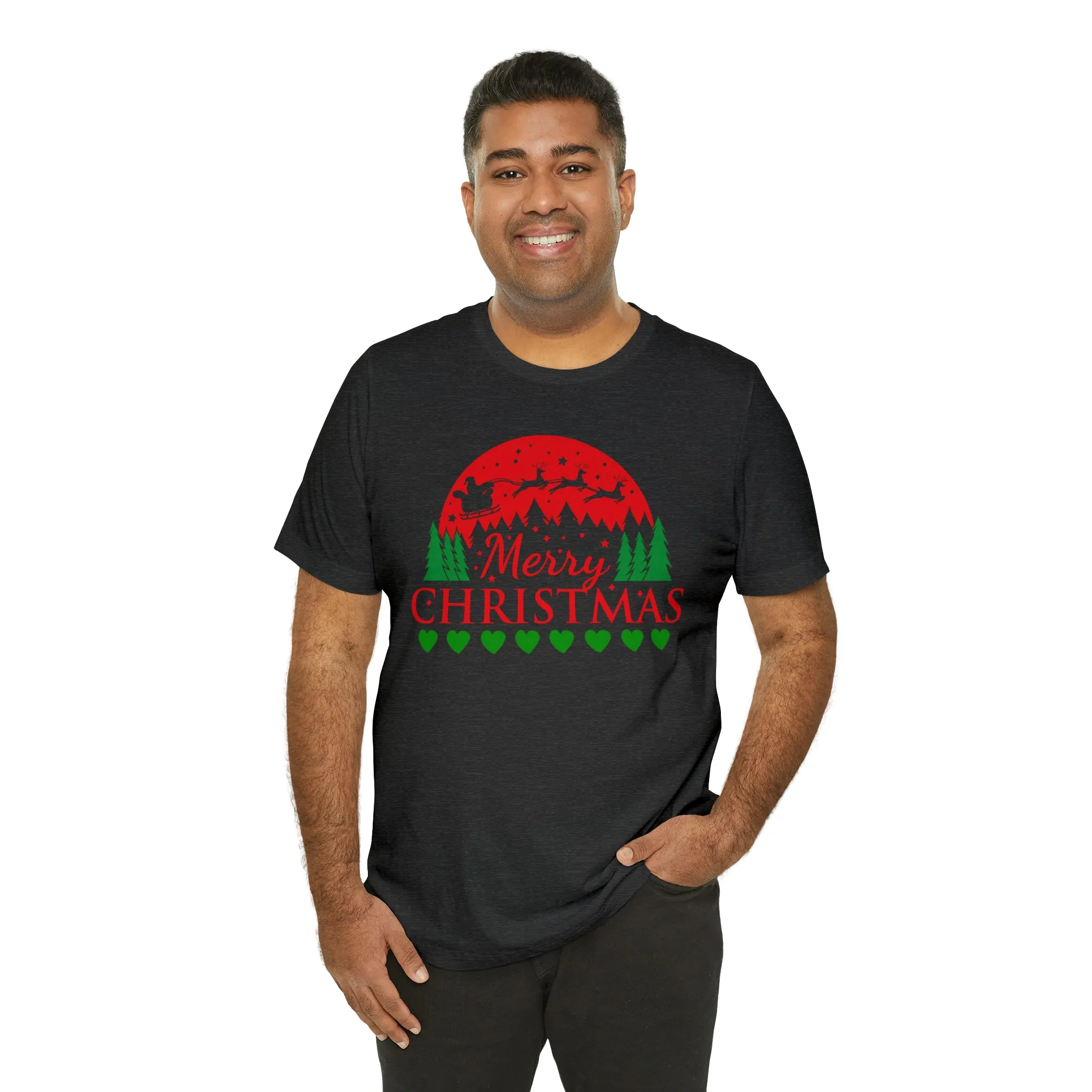 Merry Christmas Santa Sleigh T-Shirt | Festive XMas Tee |  Bella Canvas 3001 Unisex | Happy Holidays Short Sleeve T-Shirt